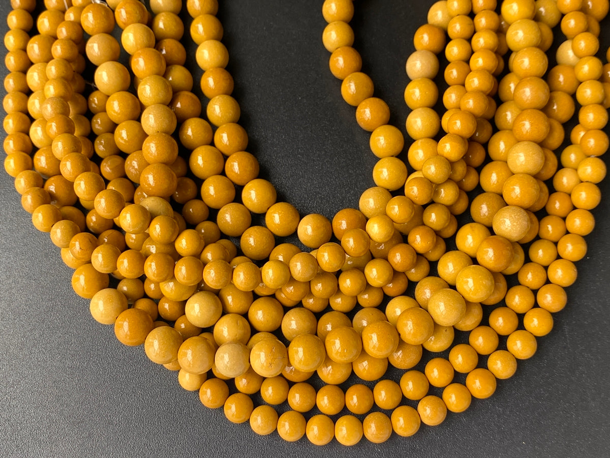 15.5“ 6mm/8mm natural yellow mookaite/moukite stone round beads