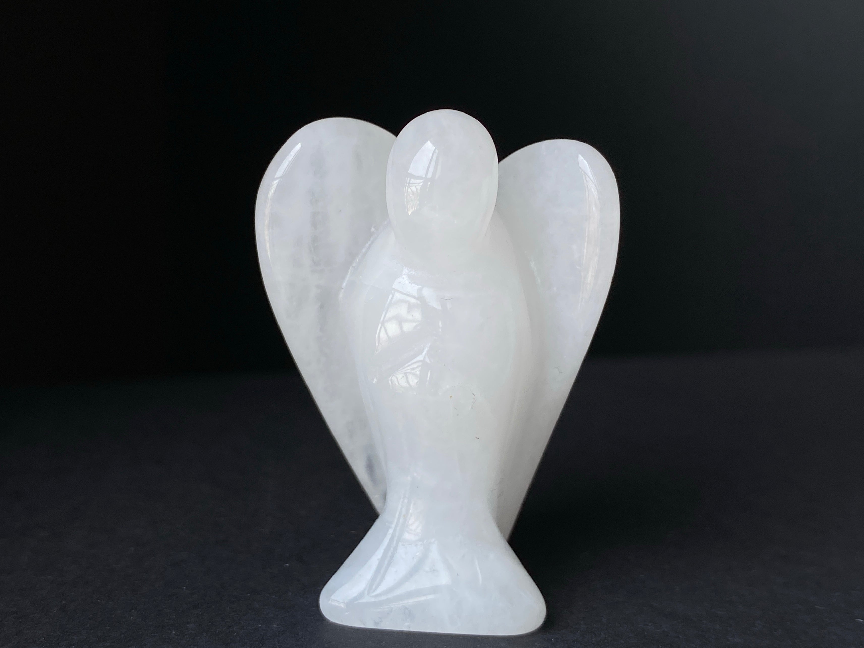 36x28mm White jade Angel, Carved stone pocket Guardian Angel 1.5"