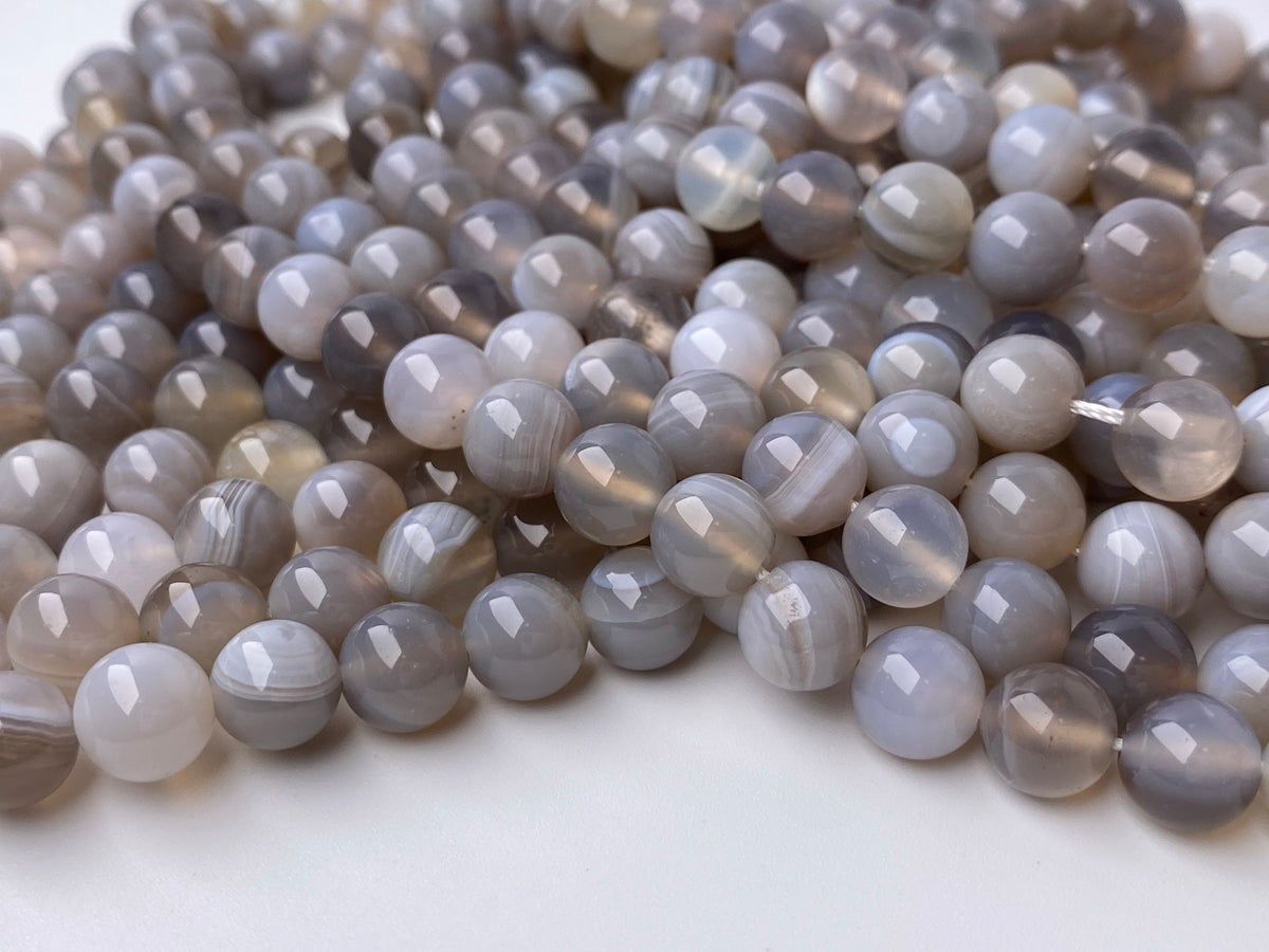 15" 8mm/10mm/12mm gray stripe Agate Round beads