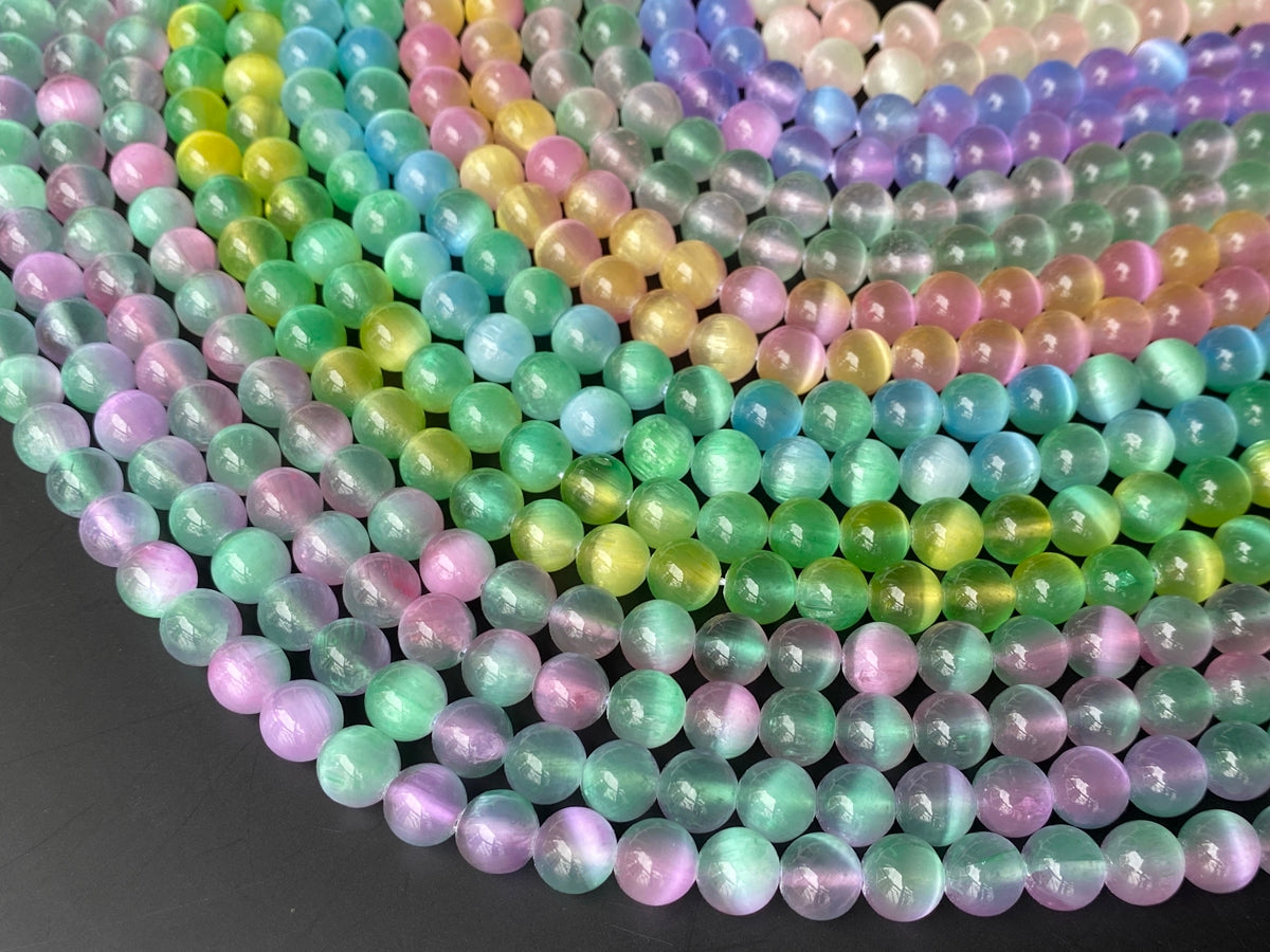 15" 8mm Multi Double color calcite stone round beads