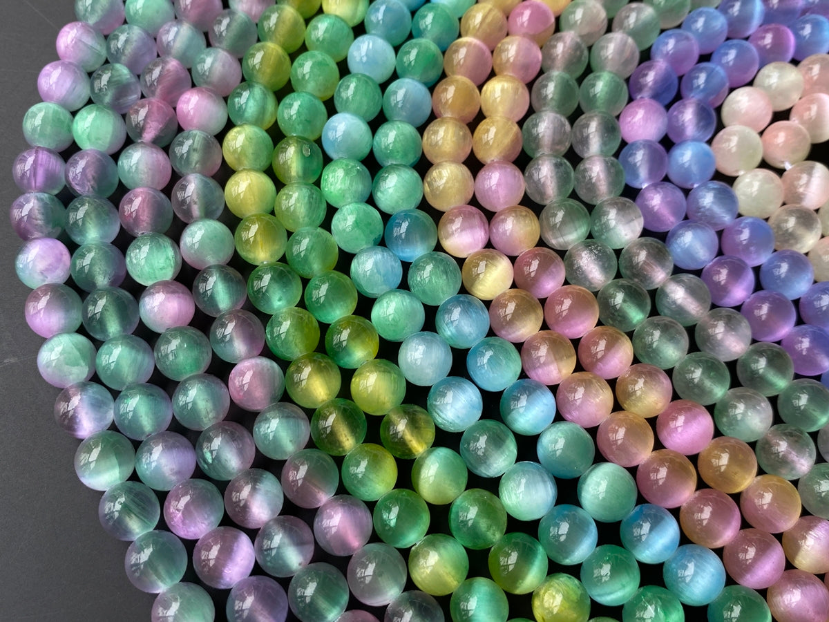 15" 8mm Multi Double color calcite stone round beads
