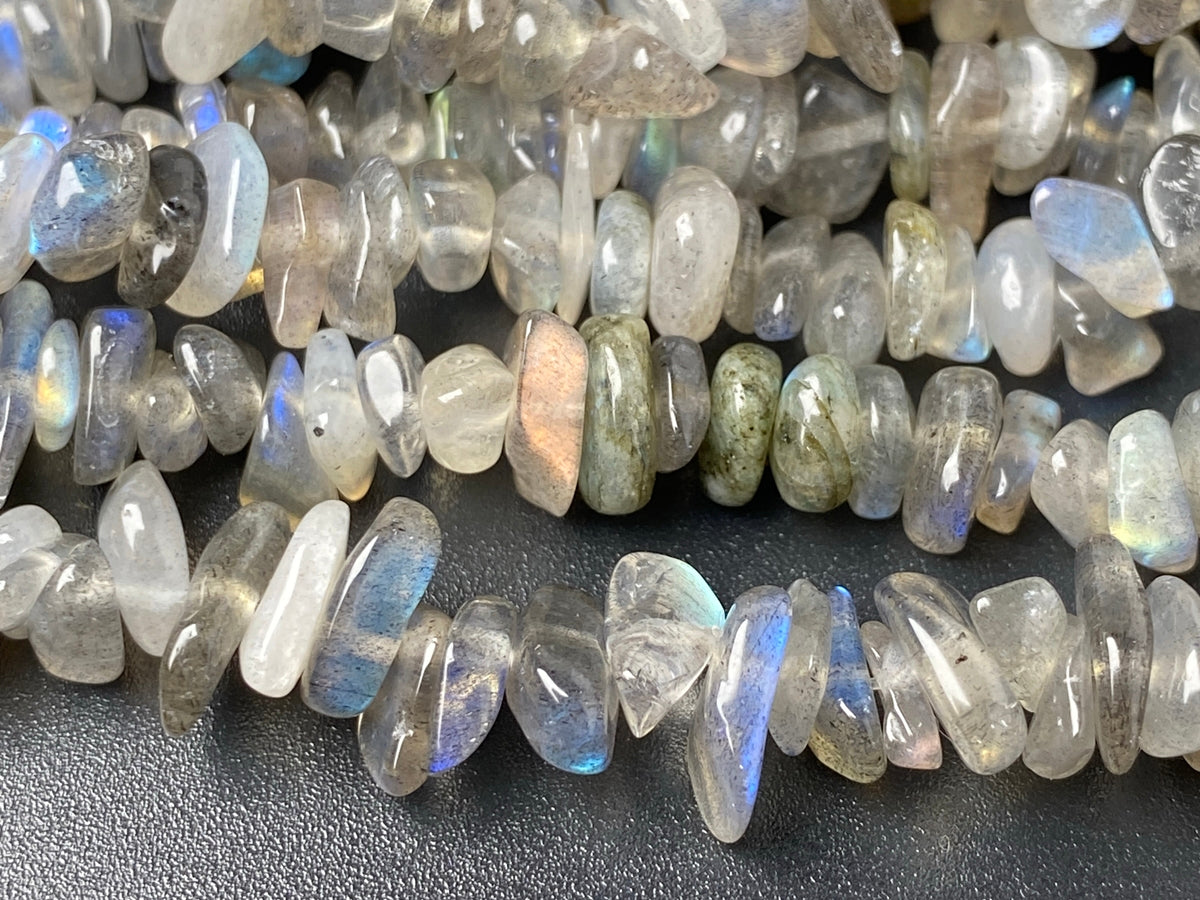 32" 5x10mm AA Natural Labradorite stone chips beads strand