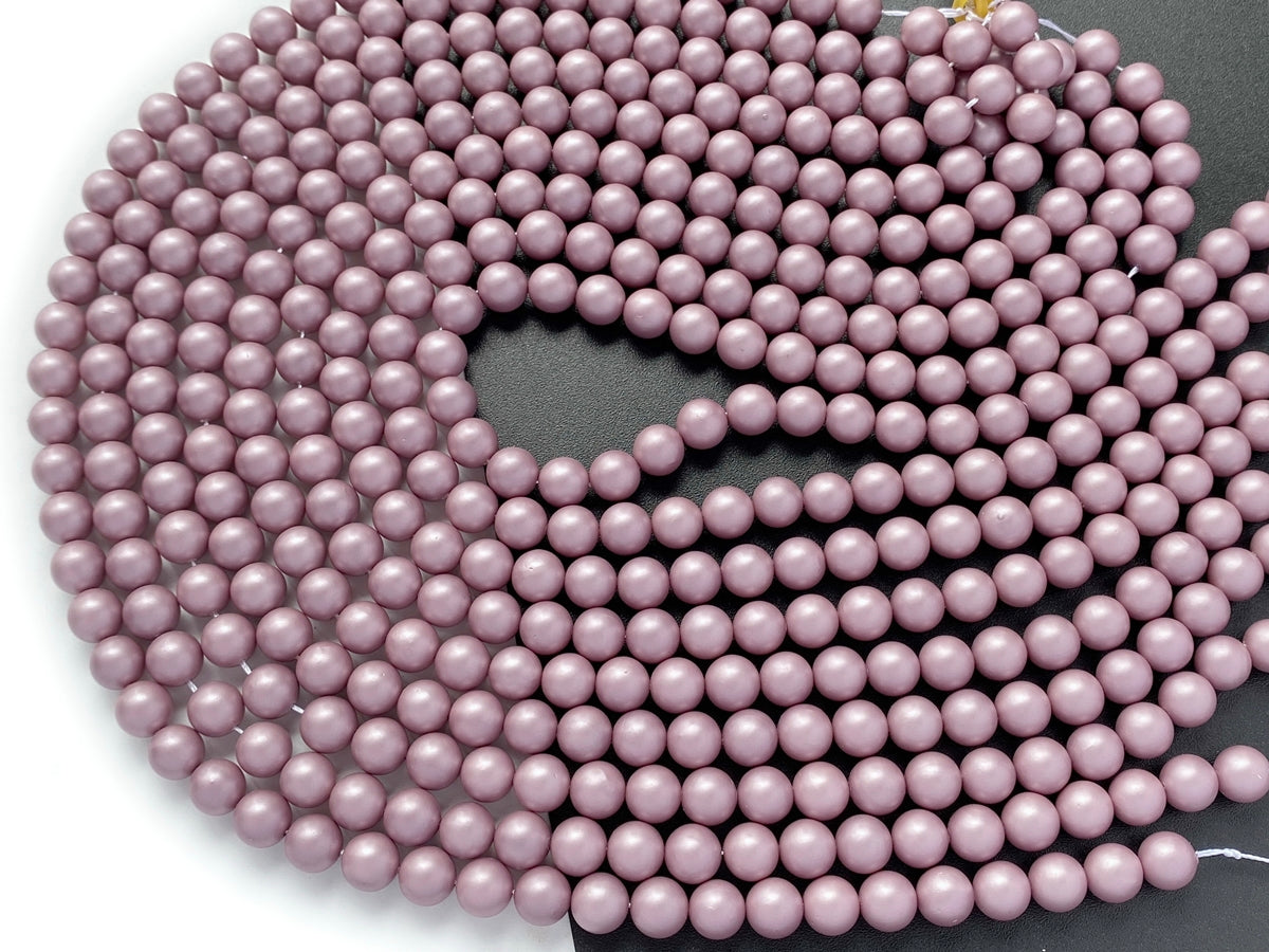 15.5" 8mm/10mm light purple Silky Matte Shell pearl round beads