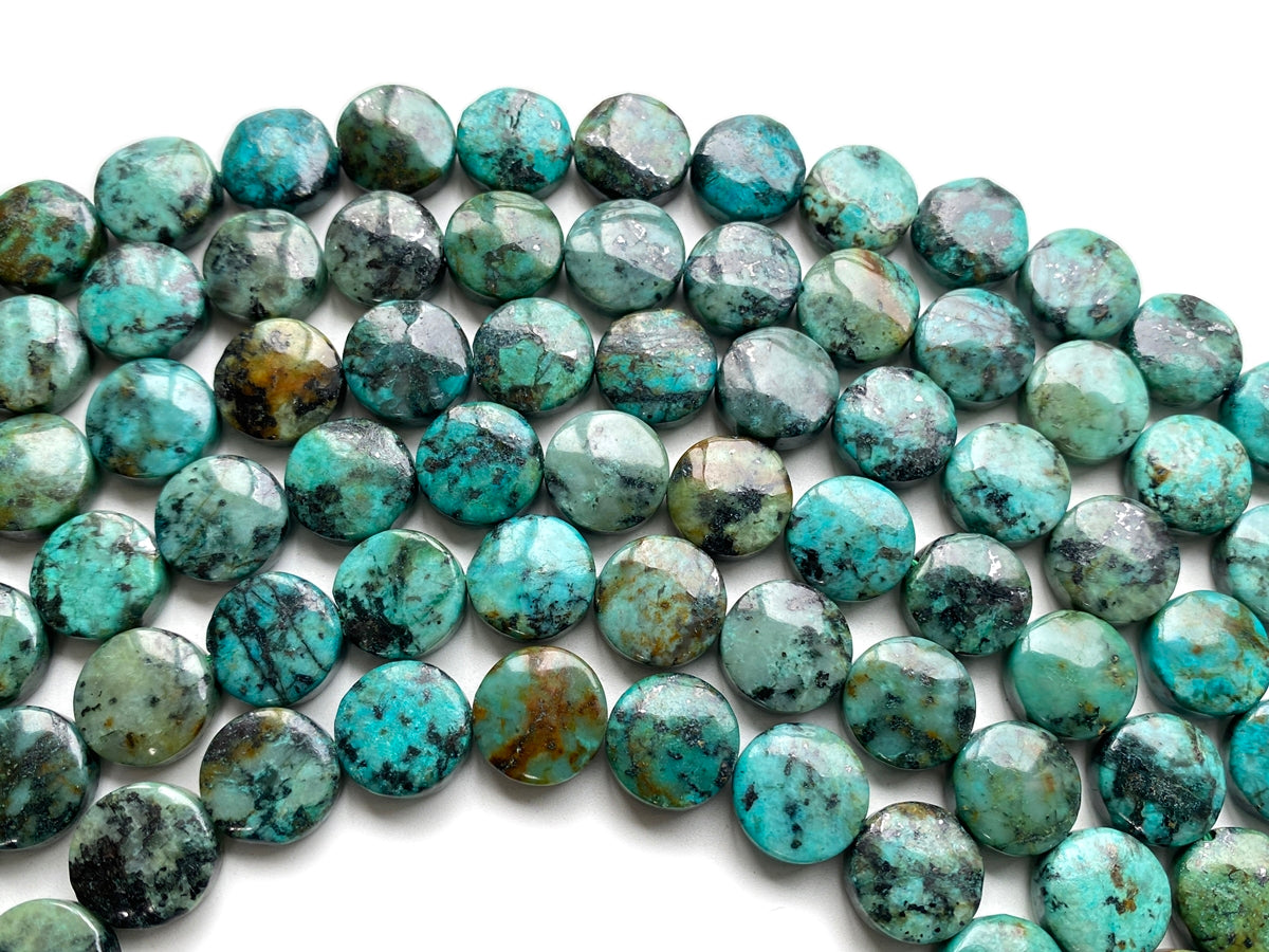 15.5" 12mm Natural African turquoise stone coin beads