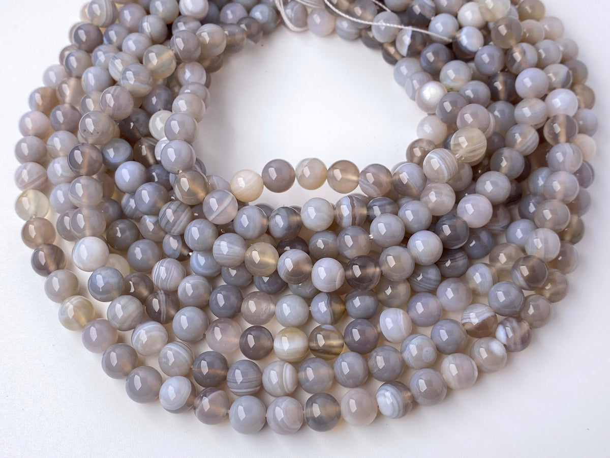 15" 8mm/10mm/12mm gray stripe Agate Round beads