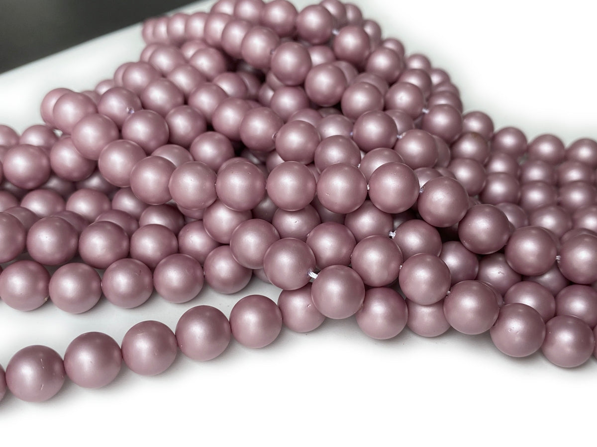 15.5" 8mm/10mm light purple Silky Matte Shell pearl round beads