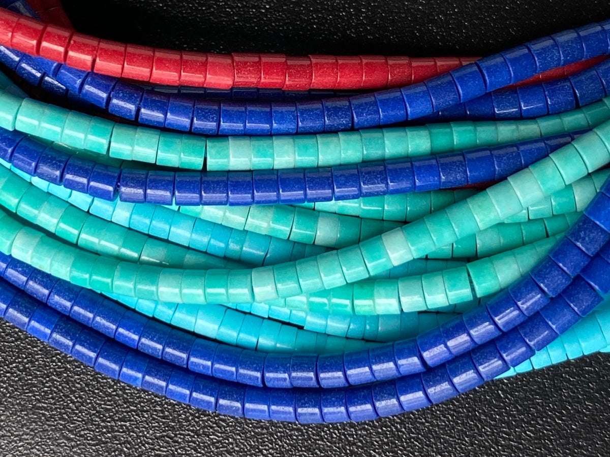 15" 1x2mm Turquoise stone round tube Heishi beads 1mm thickness