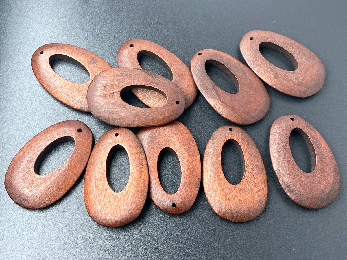 10PCS 32x50mm Dark brown Wooden teardrop pendant, earrings charms