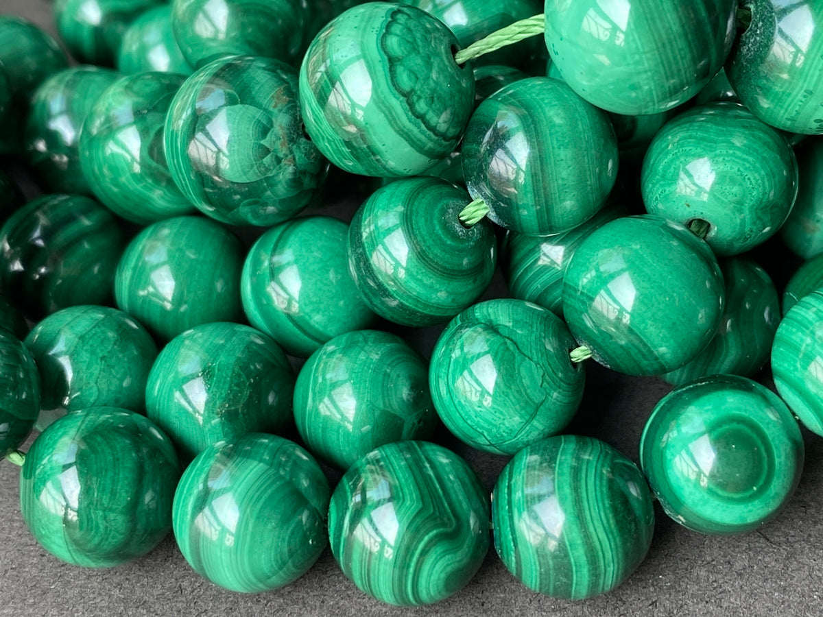 15.5" 10mm Genuine natural malachite round beads, Green DIY beads A