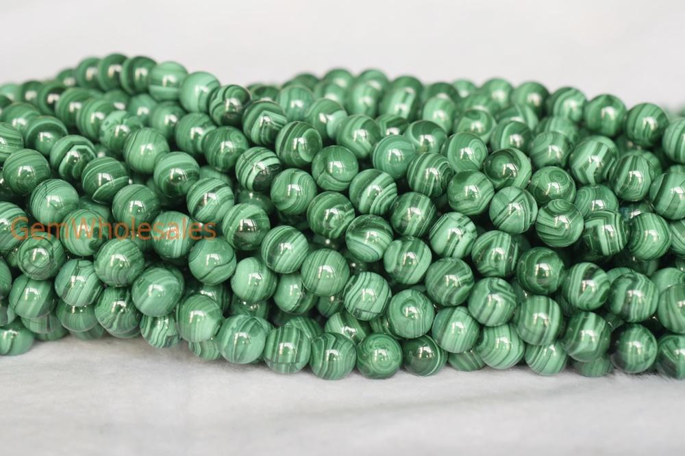 15.5" 8mm Genuine natural malachite round beads,Green gemstone,DIY beads supply A