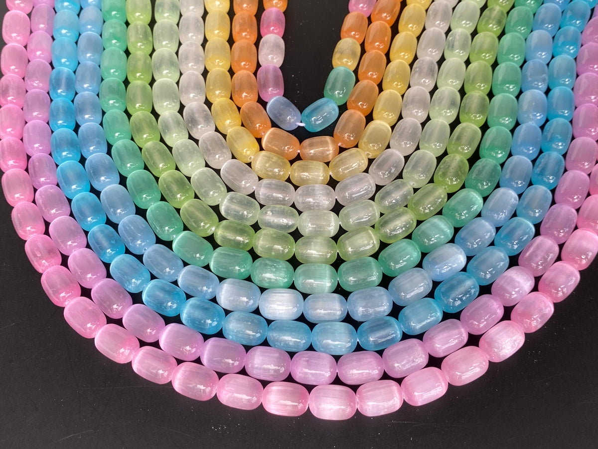15" 8x12mm Multi candy color calcite stone drum beads