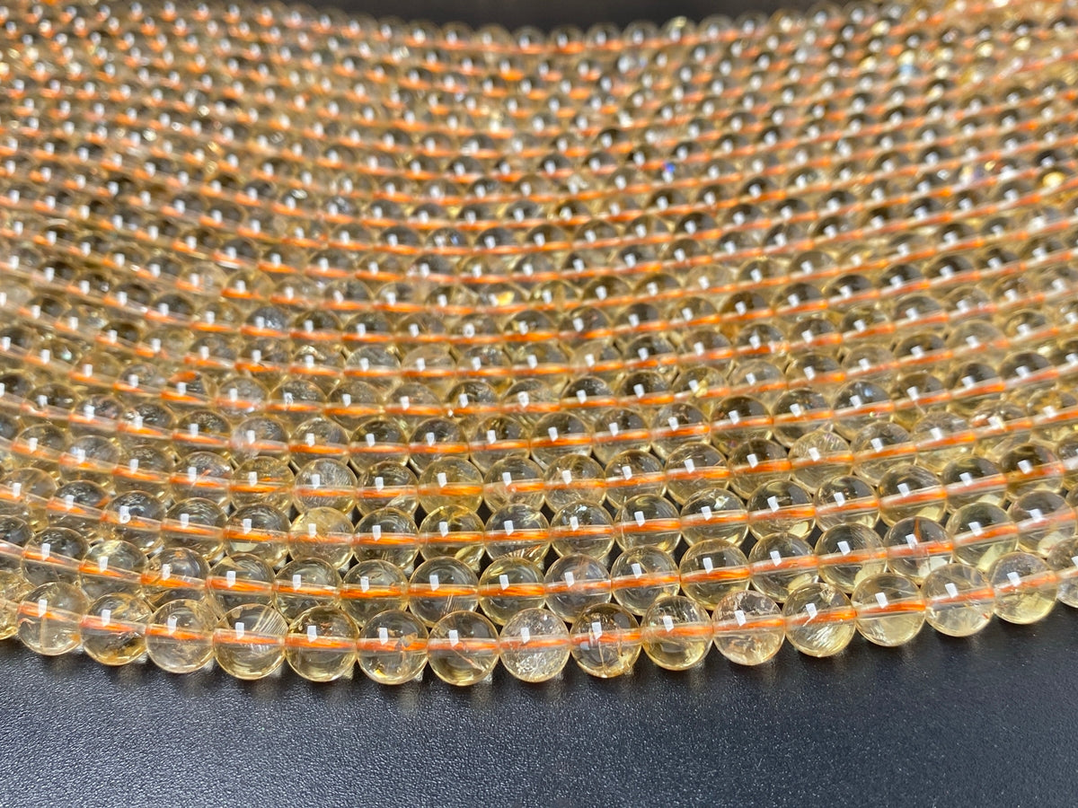 15.5" Natural 6mm Citrine round beads,gemstone,semi-precious stone, yellow quartz