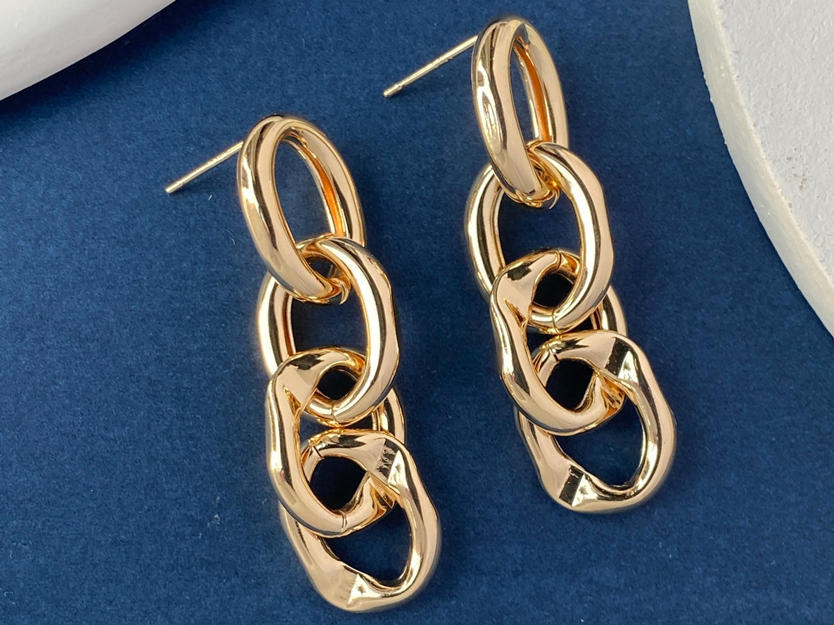 55x14mm Gold plated brass earrings, fashion earrings for her, 4 circle