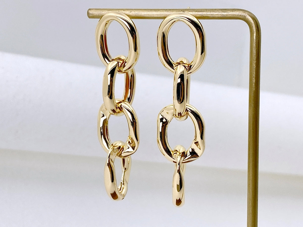 55x14mm Gold plated brass earrings, fashion earrings for her, 4 circle