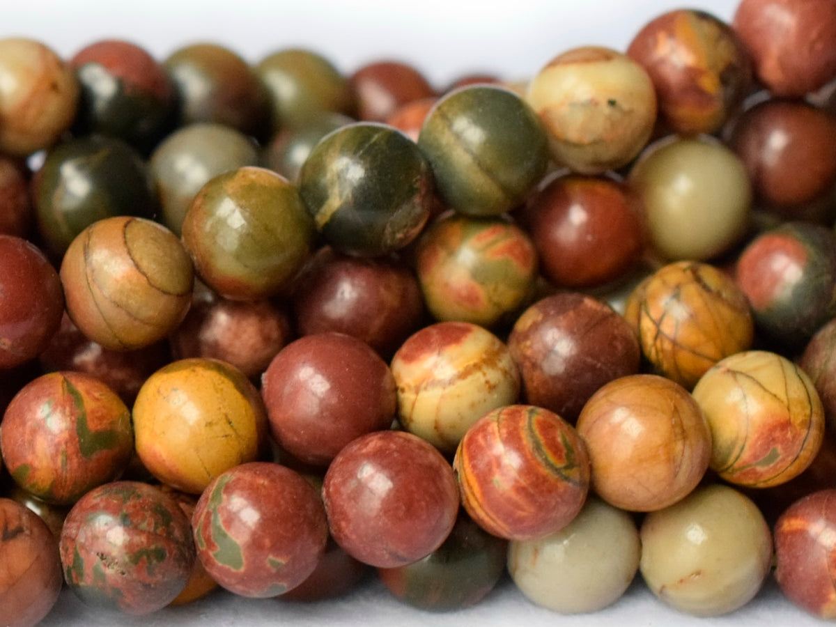 15.5" Picasso Jasper 6mm/8mm/10mm round beads, red brown Picasso stone beads