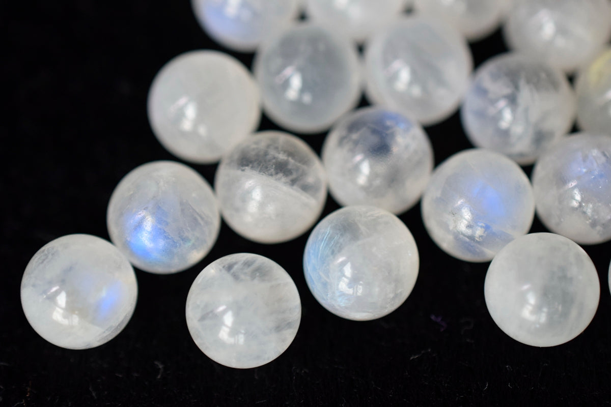 2PCS 8mm AA Natural Blue white Moonstone round undrilled single Sphere beads