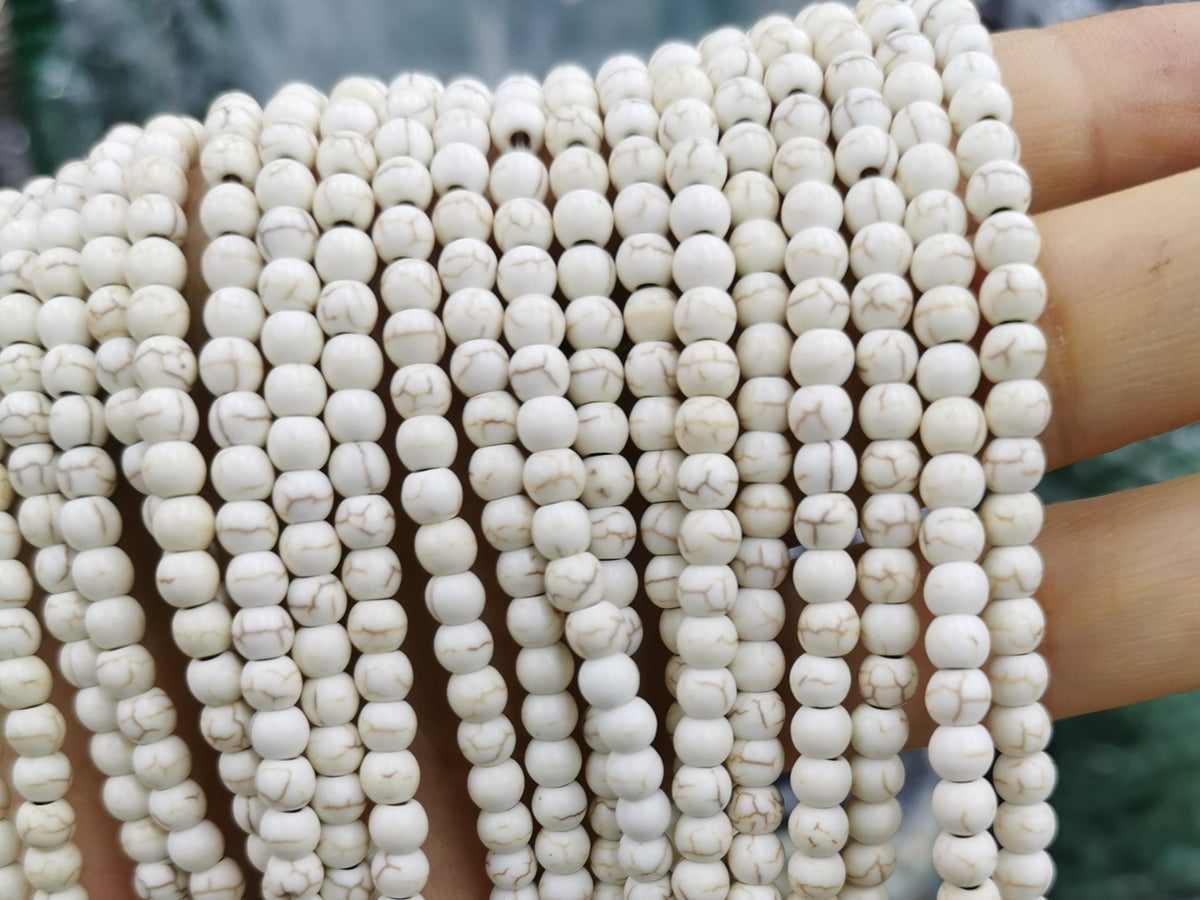 15" 4mm white Magnesite round jewelry Beads