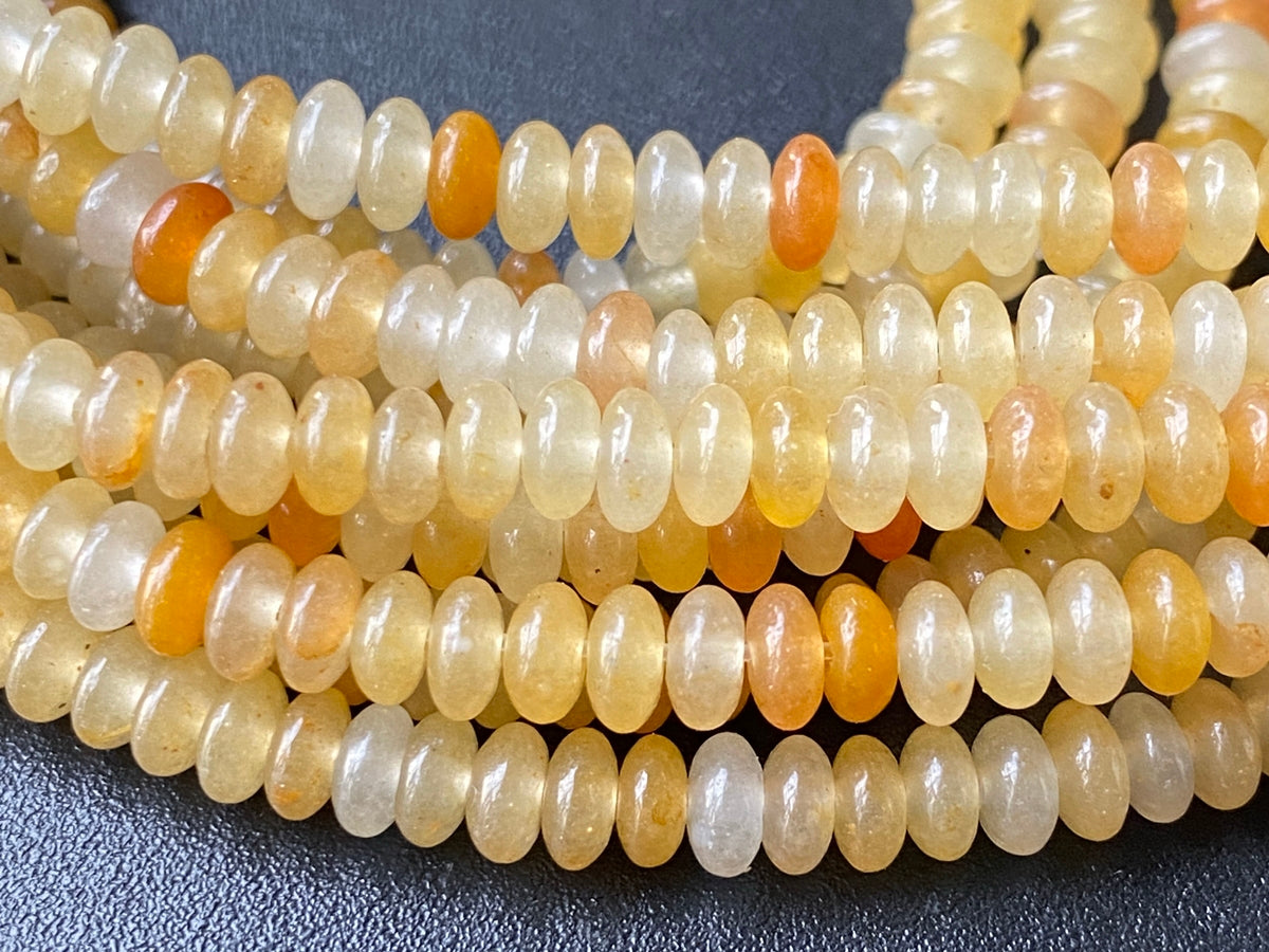 15.5" 2x4mm Natural old yellow jade rondelle beads, roundel beads