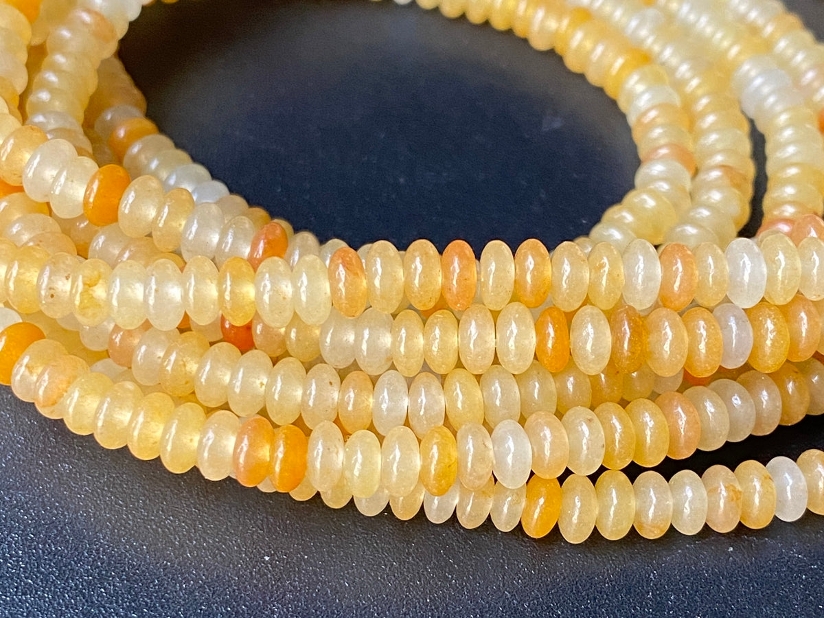 15.5" 2x4mm Natural old yellow jade rondelle beads, roundel beads