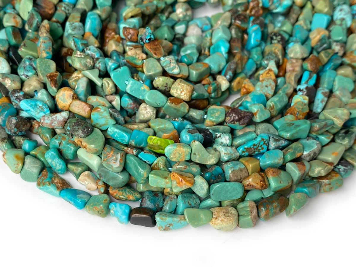 16" 5~8mm Natural mix green turquoise nugget beads
