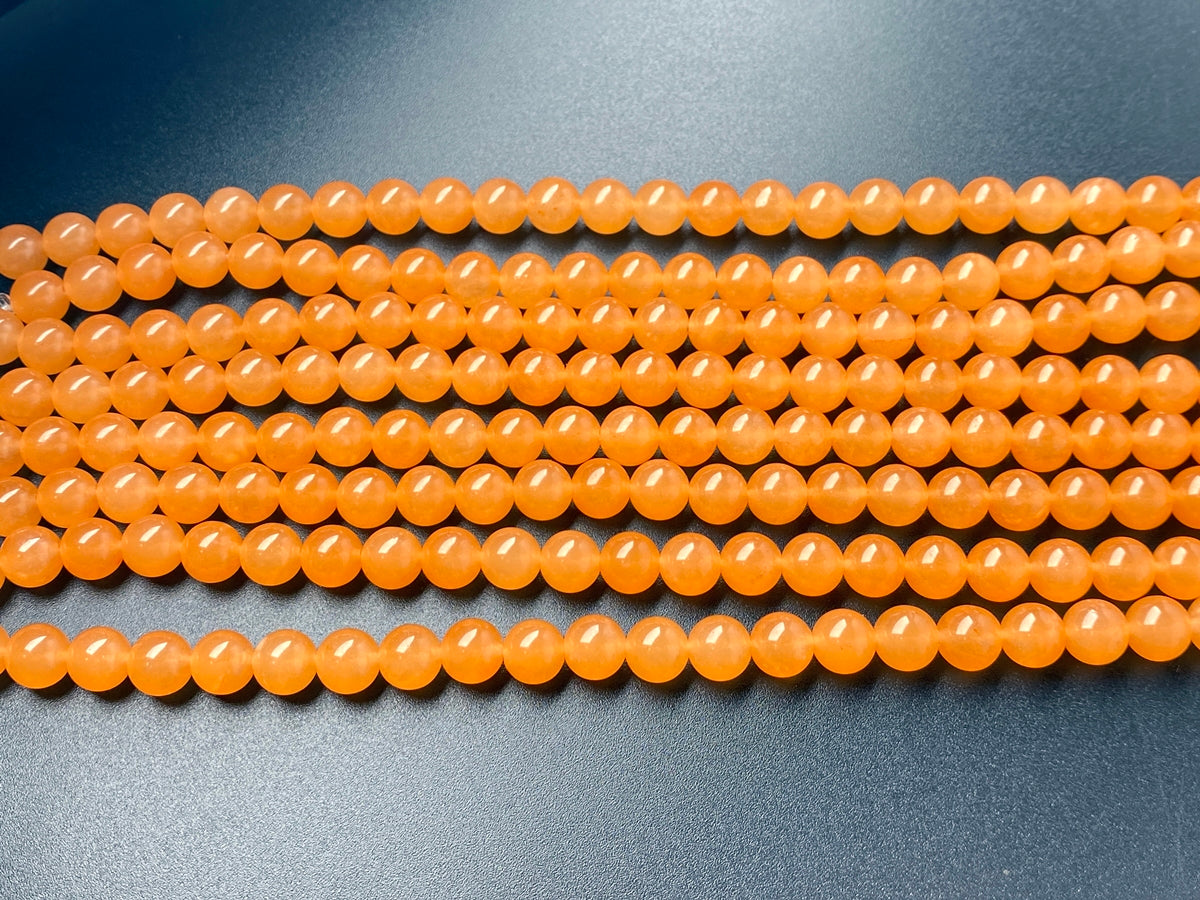 15" 6mm orange Malaysian jade Round beads