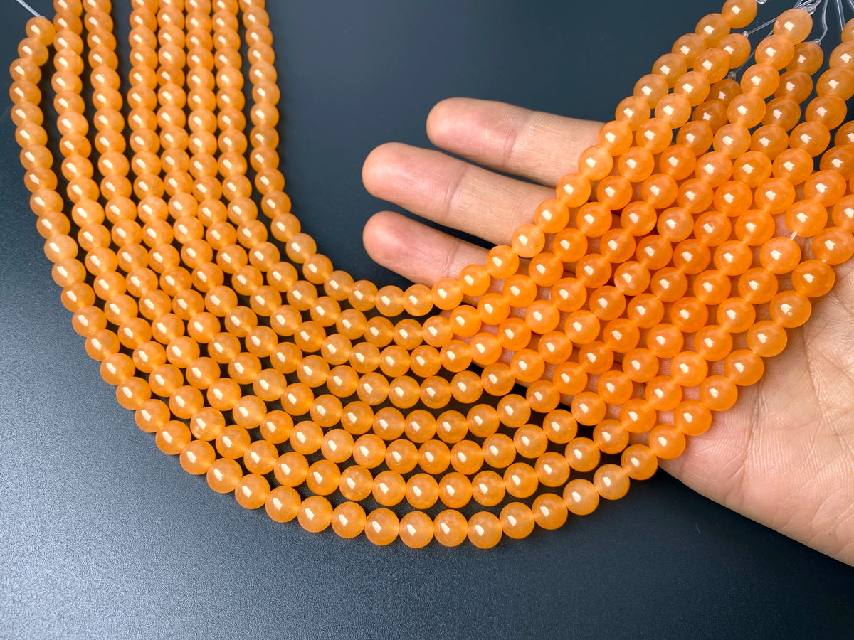 15" 8mm/10mm/12mm orange Malaysian jade Round beads