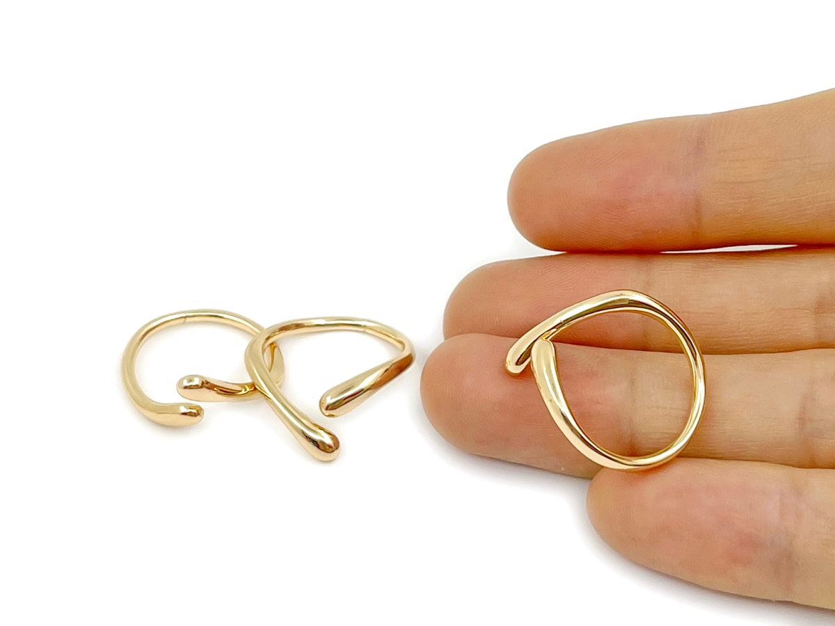 22mm Gold plated brass ring, fashion ring, simple free shape ring