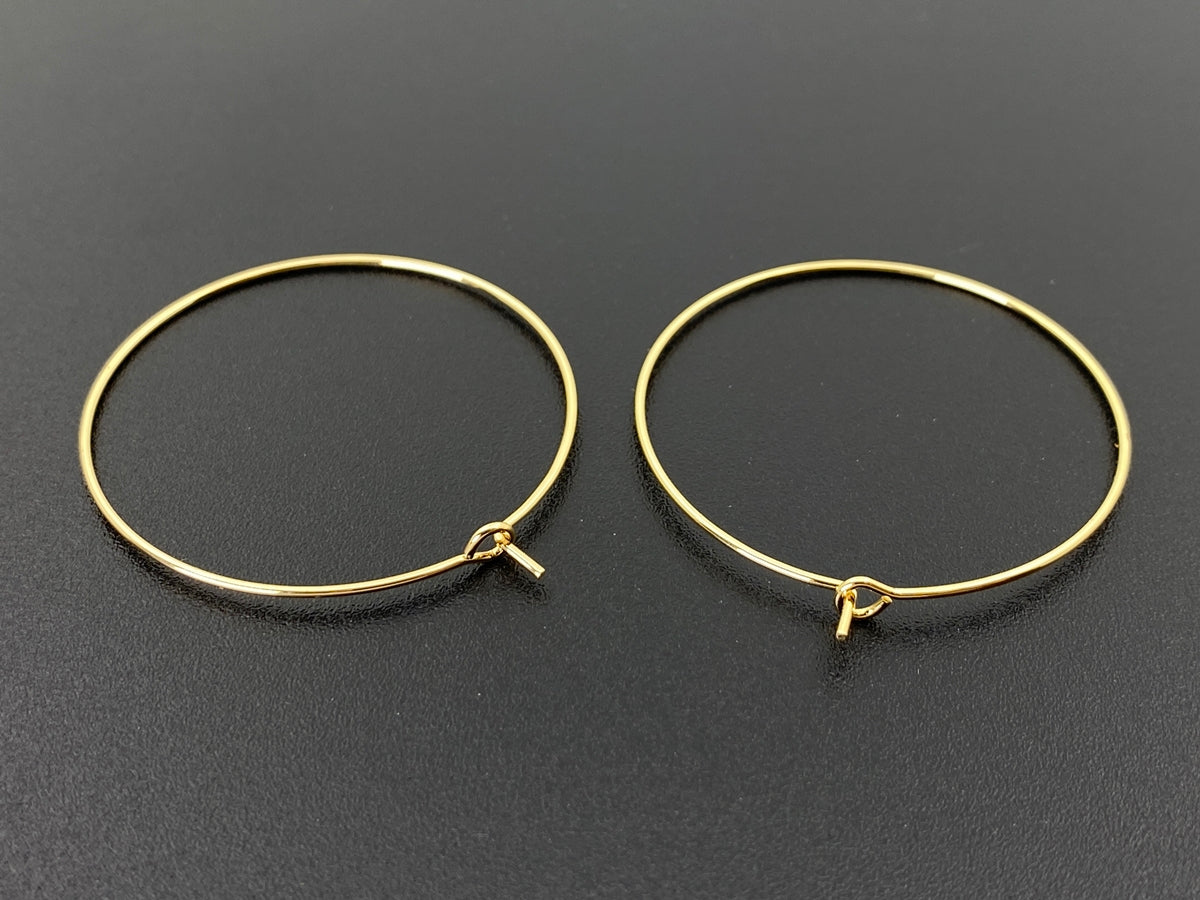 10PCS 40mm Gold Plated Round Hoop Earrings-Earring component