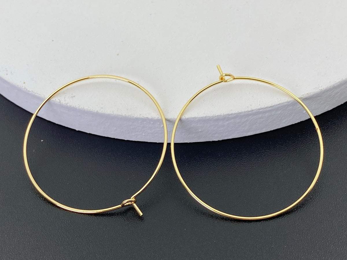 10PCS 40mm Gold Plated Round Hoop Earrings-Earring component