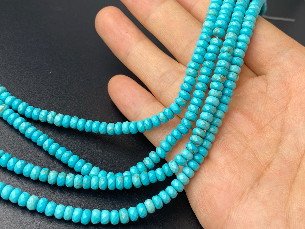 15.5" 3x5mm/4x6mm Blue howlite roundel/rondelle faceted beads