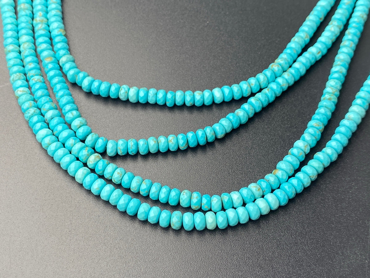15.5" 3x5mm/4x6mm Blue howlite roundel/rondelle faceted beads