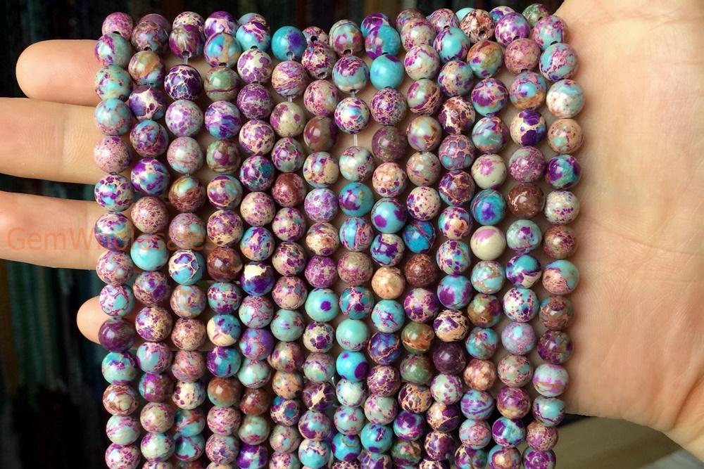 15.5" 8mm purple green emperor jasper round beads, Sea Sediment,Aqua Terra Jasper N