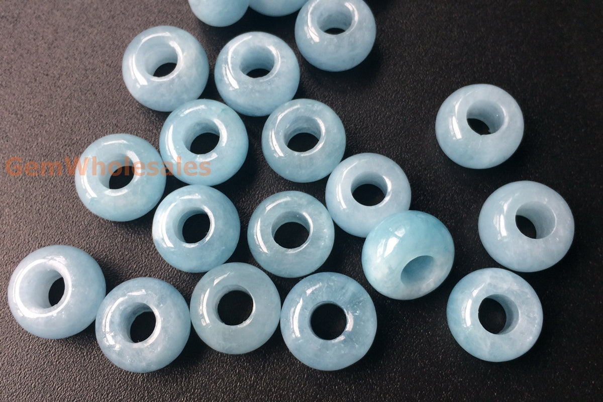 1pc 12mm AA Natural Aquamarine stone pandora beads