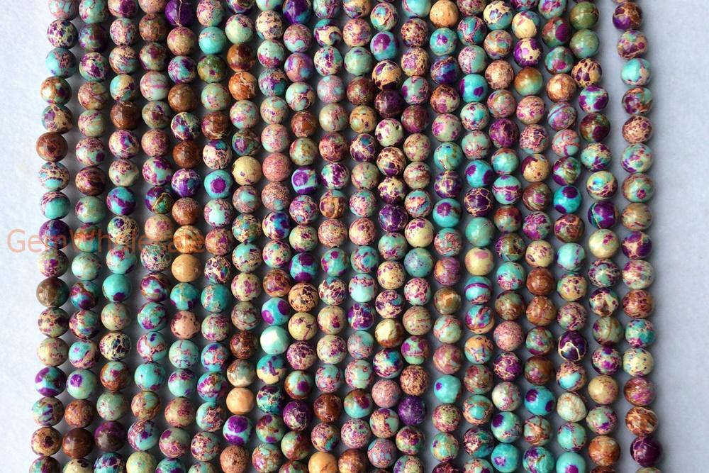 15.5" 8mm purple green emperor jasper round beads, Sea Sediment,Aqua Terra Jasper N
