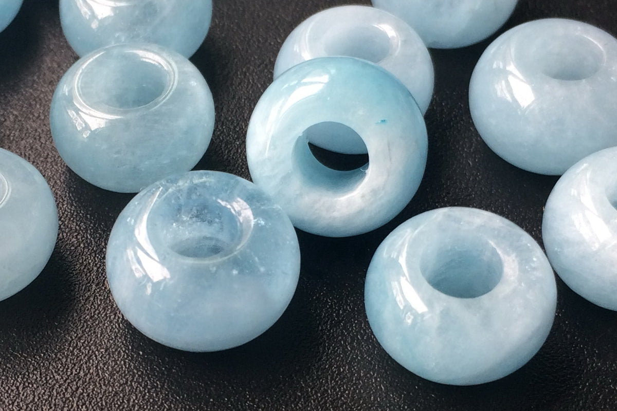 1pc 15mm AA Natural Aquamarine stone pandora beads