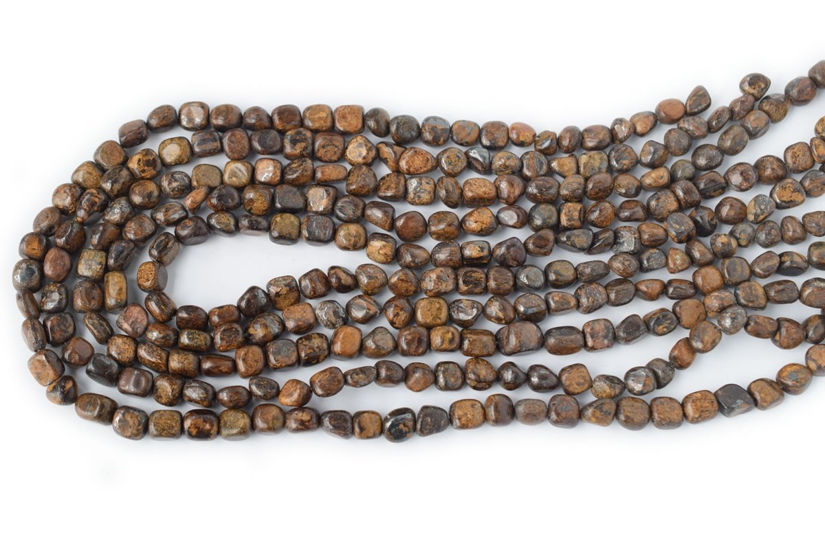 15.5" 5~7mm Natural Bronzite jasper pebbles beads,potato beads, small nugget beads,Brown gold