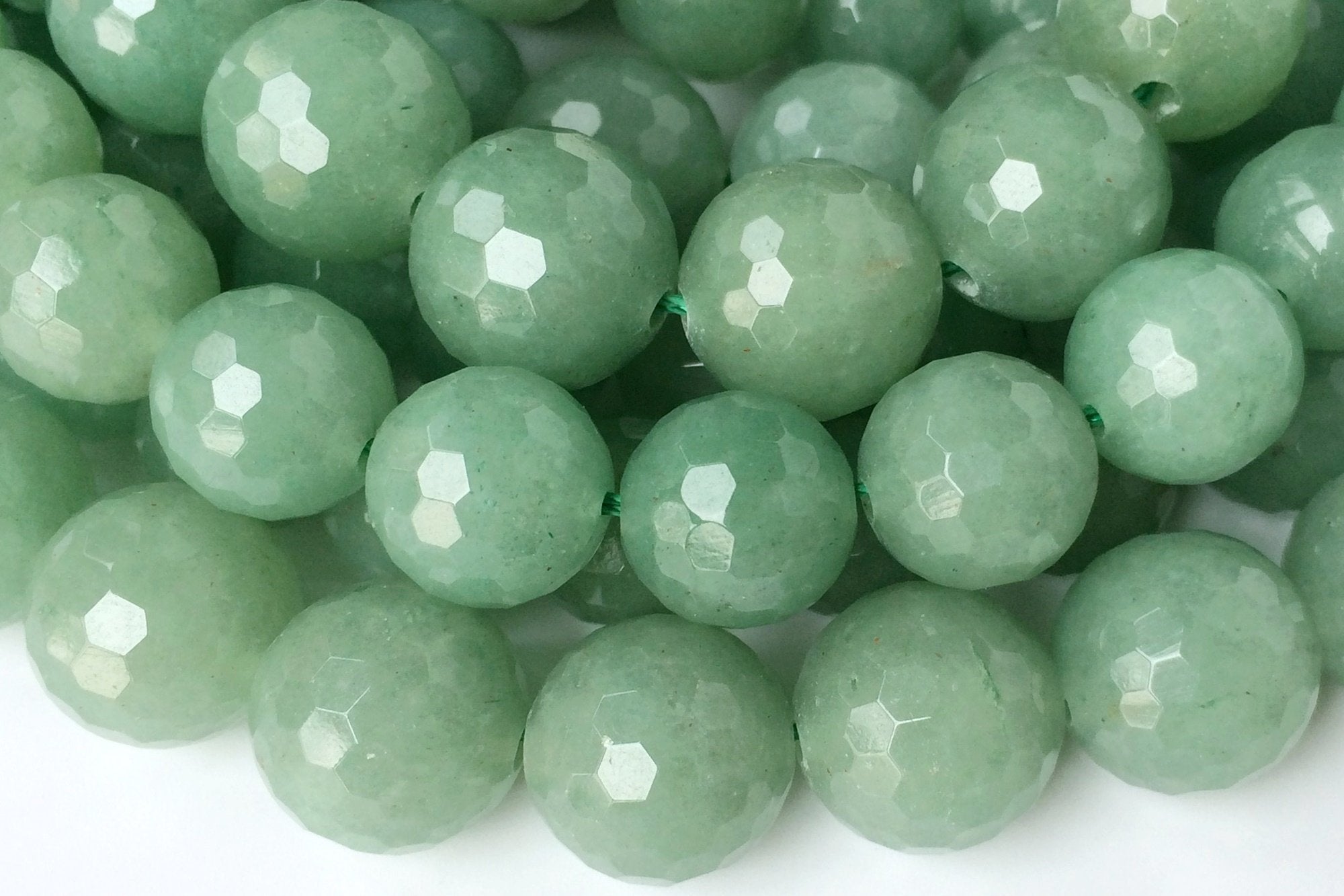 15.5" 12mm4mm Natural green aventurine round faceted beads