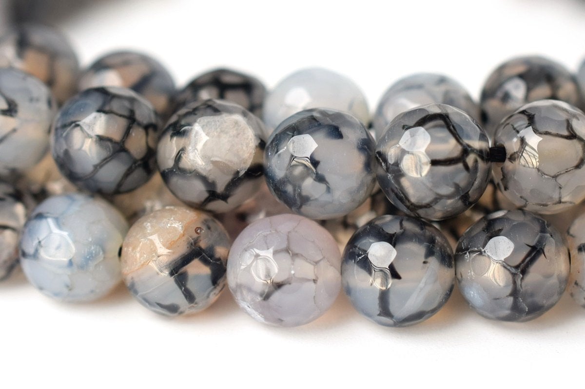 15" 6mm/8mm/10mm/12mm grey fire Agate Round faceted beads