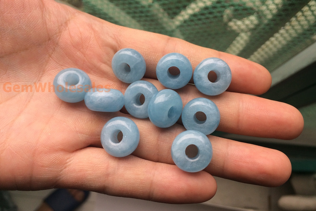 1pc 15mm AA Natural Aquamarine stone pandora beads