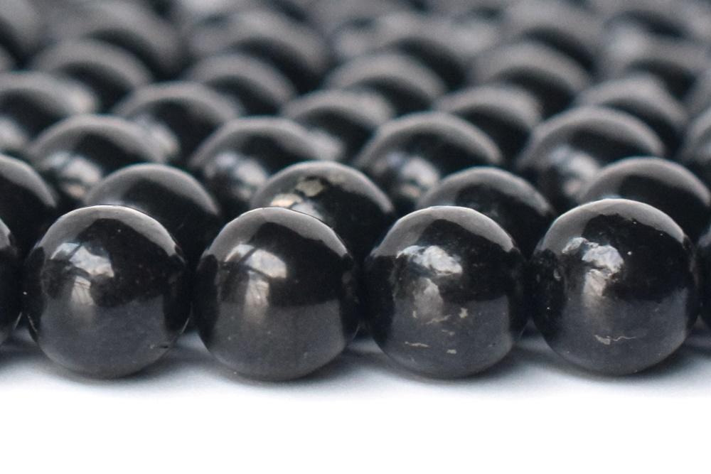 15.5" 4mm/6mm/8mm Natural Shungite stone Smooth Round Beads