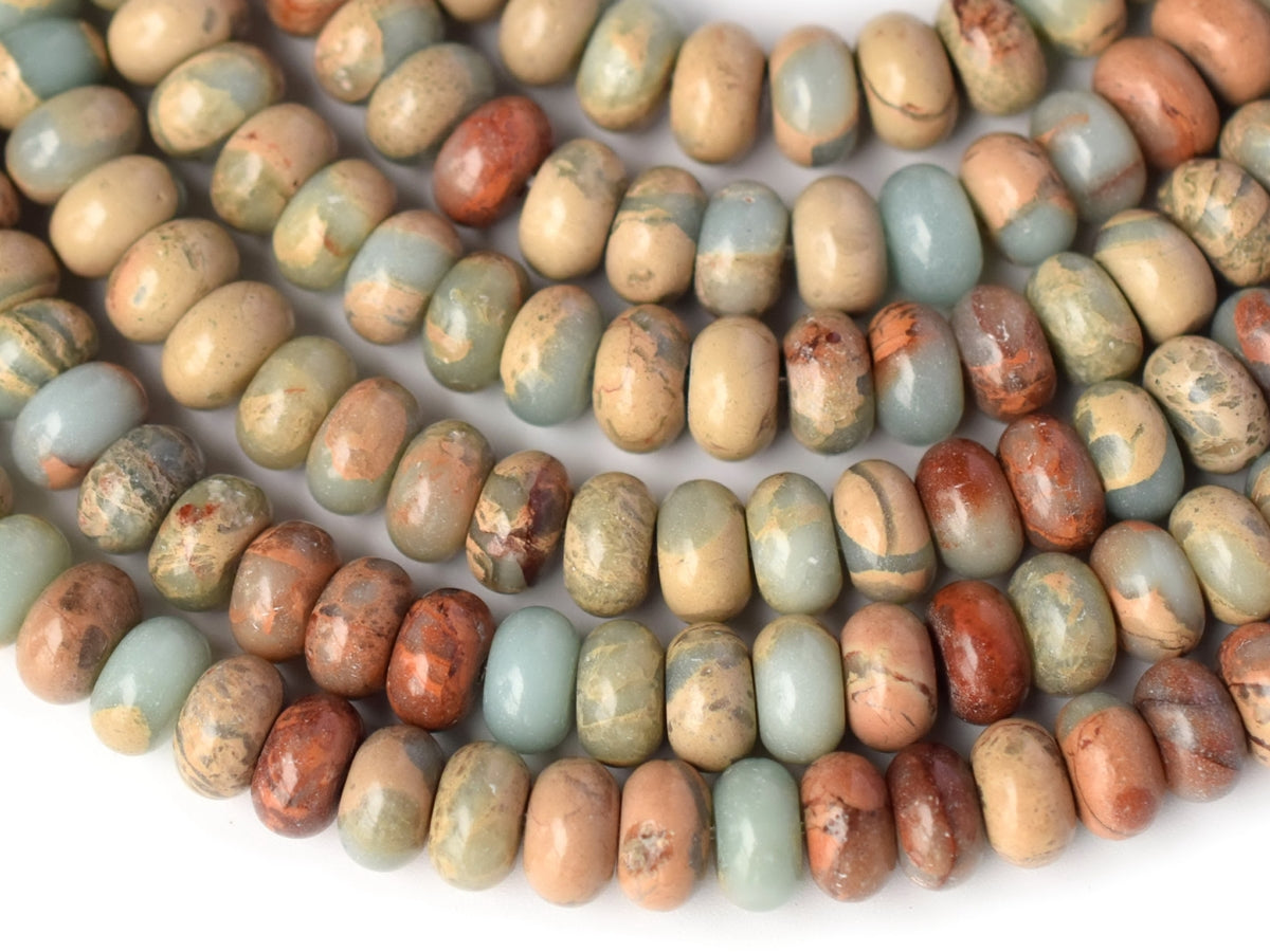 15" 5x8mm Snake skin jasper Blue Terra Jasper roundel beads, African opal