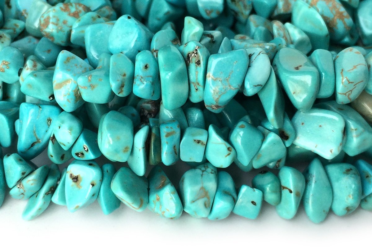34" Blue howlite ~5x10mm chips,blue Gemstone chips beads