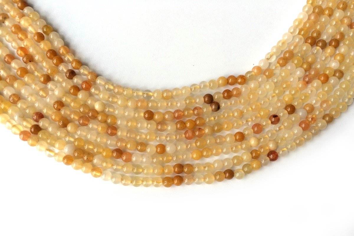 15.5" Yellow aventurine 2mm round beads, small yellow gemstone