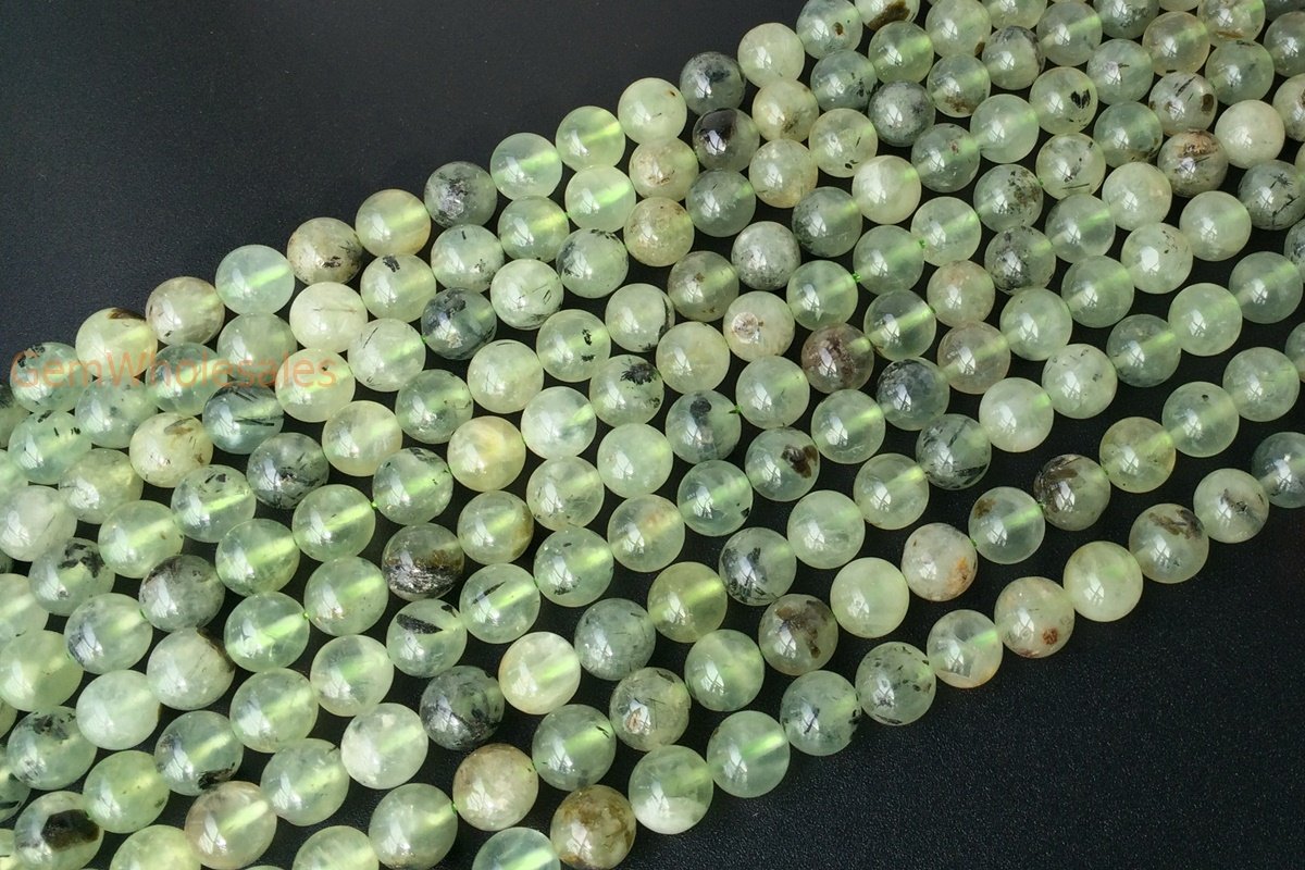 15.25" 10mm Natural green prehnite Semi precious stone Round beads AB