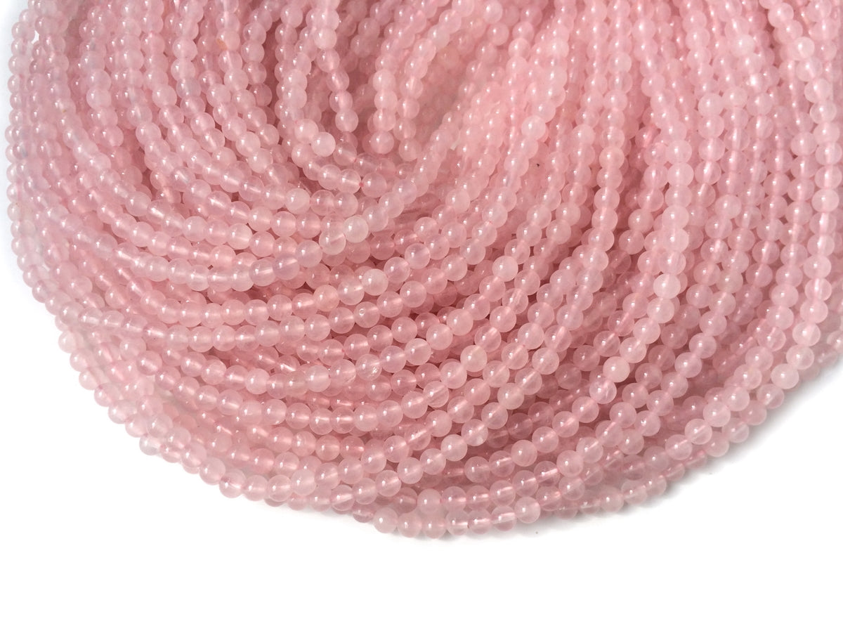 15" 4mm AA Natural Rose quartz round beads, pink crystal