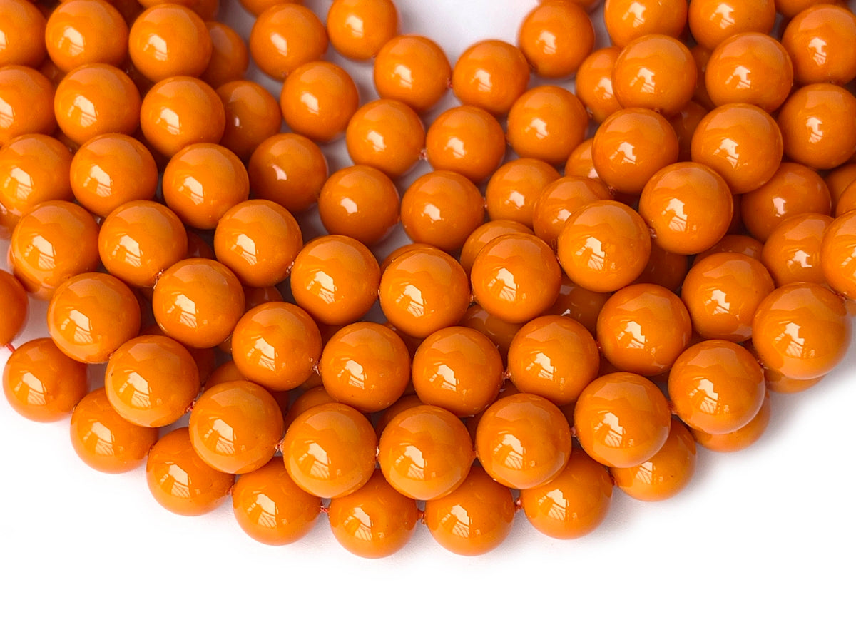 15.5" 6mm/8mm/10mm Orange Shell pearl round beads,shell core pearl