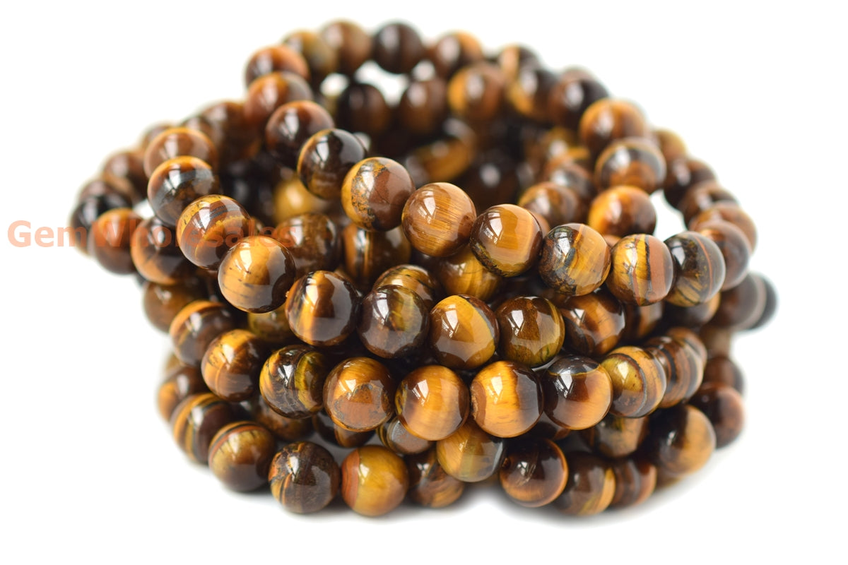 7" 8mm Natural yellow tiger eye round beads stretch bracelets