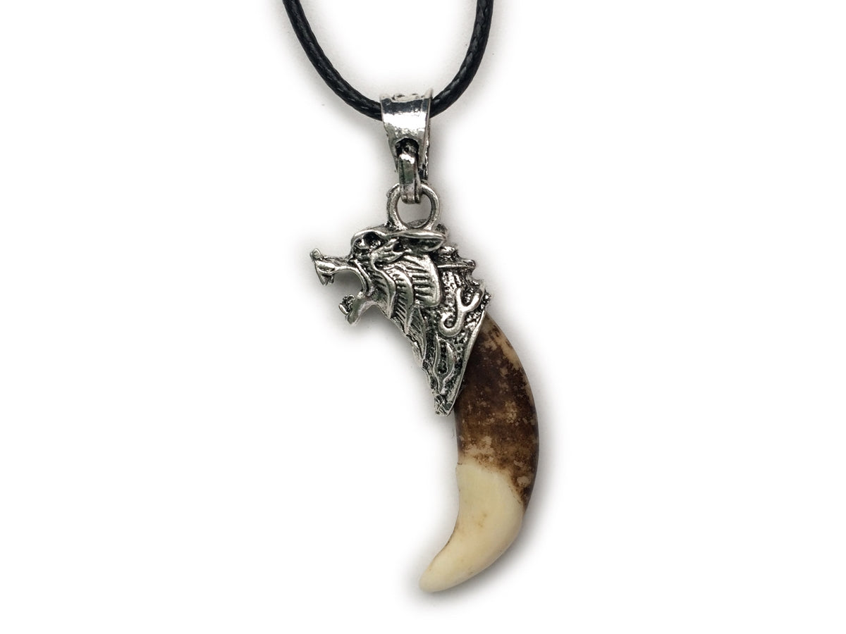 1PC 40mm wolf tooth alloy metal wolf head pendant