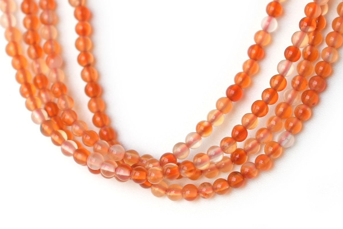 15.5" Carnelian 2mm round beads, Red agate 2mm small gemstone