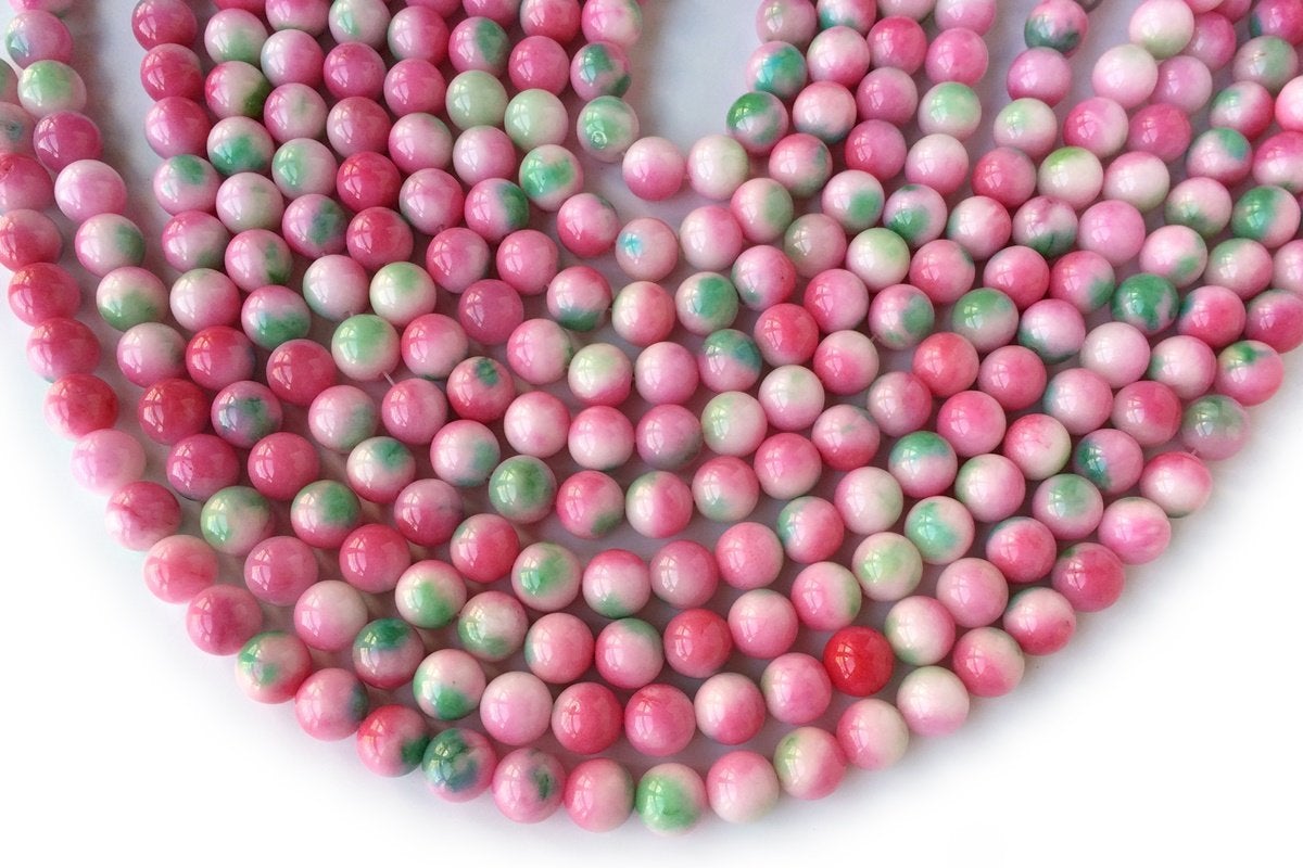 15" 6mm/8mm/10mm/12mm red green Malaysian jade Round beads gemstone